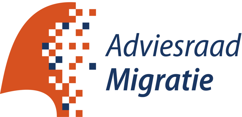 Logo Adviesraad Migratie waarin vakjes de migratiestromen van Nederland verbeelden. Het logo dat voorkomt op de homepage verwijst naar de homepage.